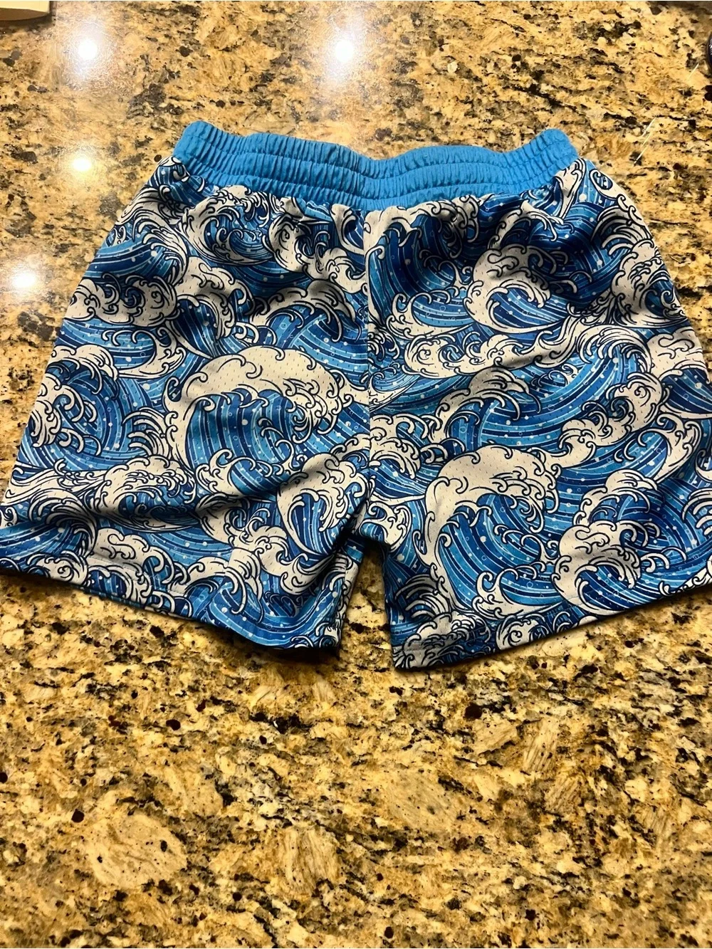 Kids Blue Wave Print Shorts